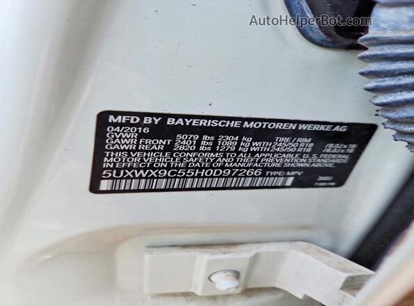 5UXWX9C55H0D97266 2017 BMW X3 Белый Вид наклейки с VIN-кодом