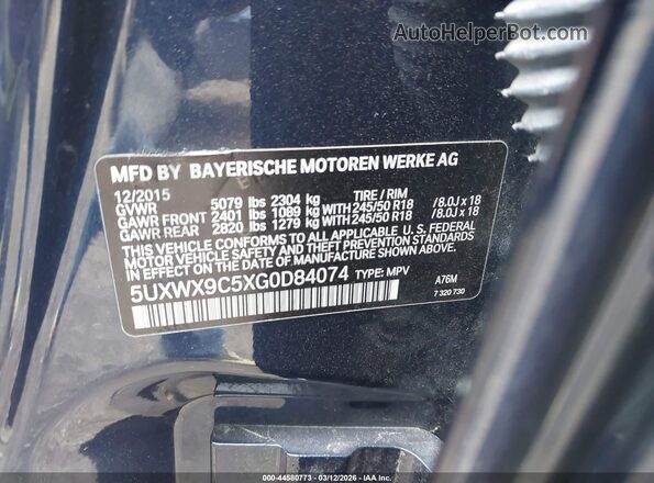 5UXWX9C5XG0D84074 2016 BMW X3 Синий Вид подкапотного пространства