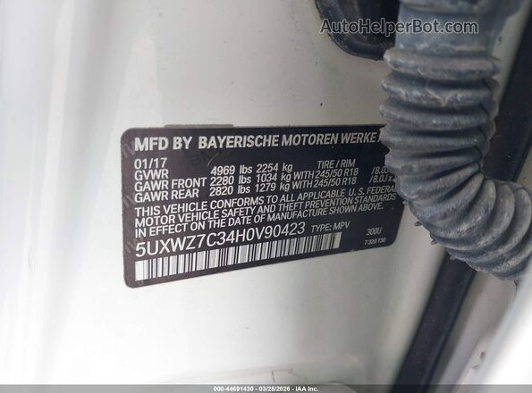 5UXWZ7C34H0V90423 2017 BMW X3 Белый Вид подкапотного пространства