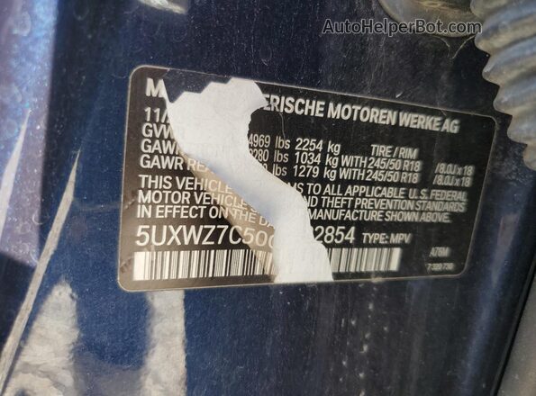5UXWZ7C50G0R32854 2016 BMW X3 Синий Вид наклейки с VIN-кодом