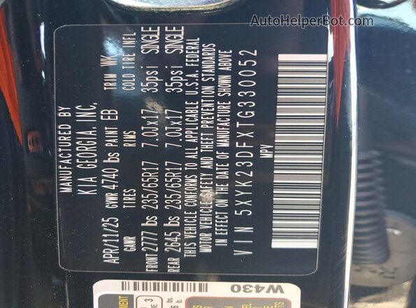 5XYK23DFXTG330052 2026 KIA SPORTAGE Black 360 interior view