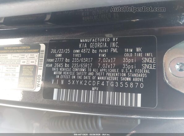 5XYK2CDF4TG355870 2026 KIA SPORTAGE Black Вид підкапотного простору