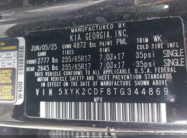 5XYK2CDF8TG344869 2026 KIA SPORTAGE Black Engine compartment view