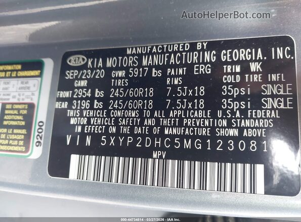 5XYP2DHC5MG123081 2021 KIA TELLURIDE Light Blue Вид подкапотного пространства