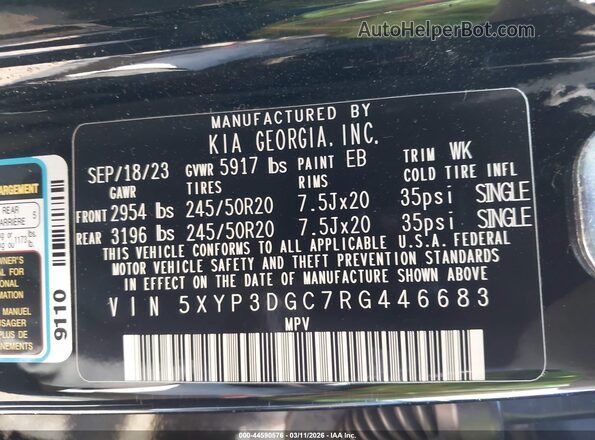 5XYP3DGC7RG446683 2024 KIA TELLURIDE Black Вид підкапотного простору