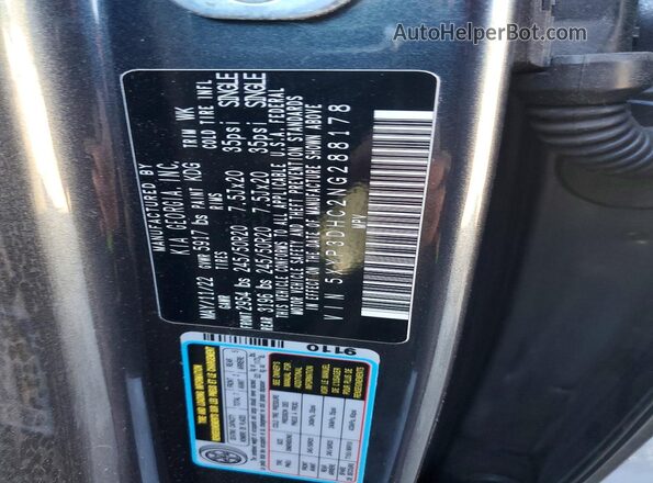 5XYP3DHC2NG288178 2022 KIA TELLURIDE Gray Սալոնի 360 աստիճան տեսք