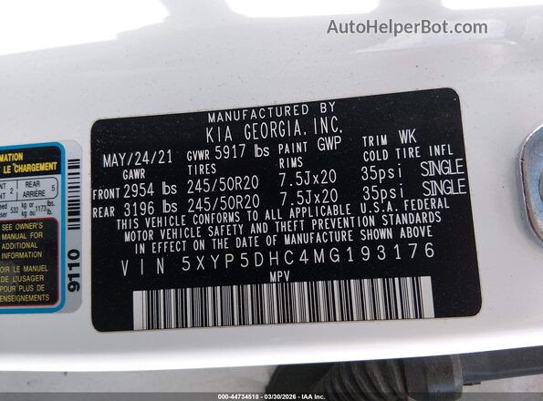 5XYP5DHC4MG193176 2021 KIA TELLURIDE Красный Вид подкапотного пространства