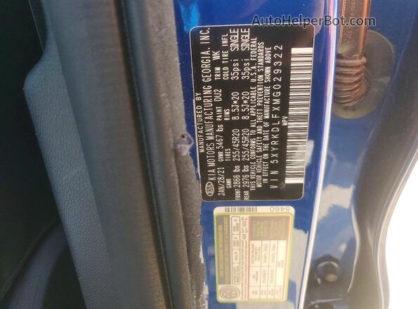 5XYRKDLFXMG029322 2021 KIA SORENTO Blue 360 interior view