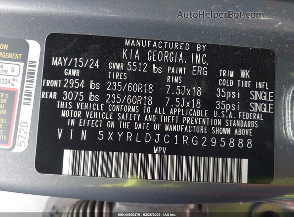 5XYRLDJC1RG295888 2024 KIA SORENTO Серый Вид подкапотного пространства