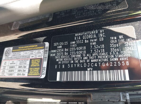 5XYRLDJC4TG422558 2026 KIA SORENTO Черный Вид подкапотного пространства