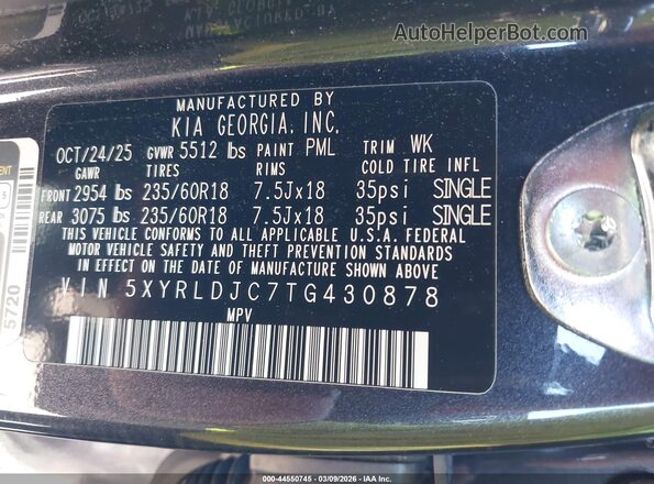 5XYRLDJC7TG430878 2026 KIA SORENTO Черный Вид подкапотного пространства