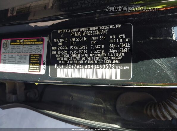 5XYZW4LA0HG460573 2017 HYUNDAI SANTA FE SPORT Черный Вид подкапотного пространства