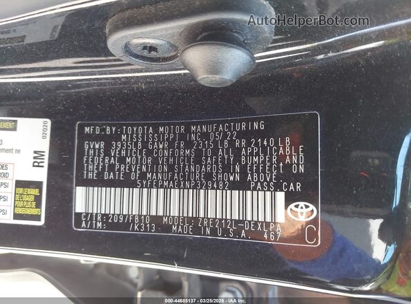 5YFEPMAEXNP329482 2022 TOYOTA LL Черный Вид подкапотного пространства
