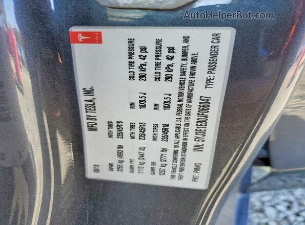 5YJ3E1EB0JF066047 2018 TESLA MODEL Серый Вид наклейки с VIN-кодом