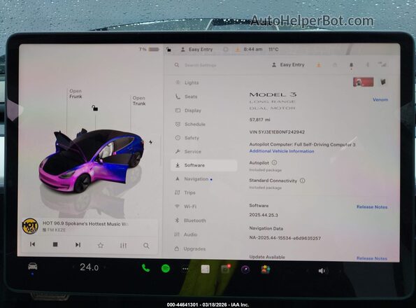 5YJ3E1EB0NF242942 2022 TESLA MODEL 3 Серый Вид задних сидений