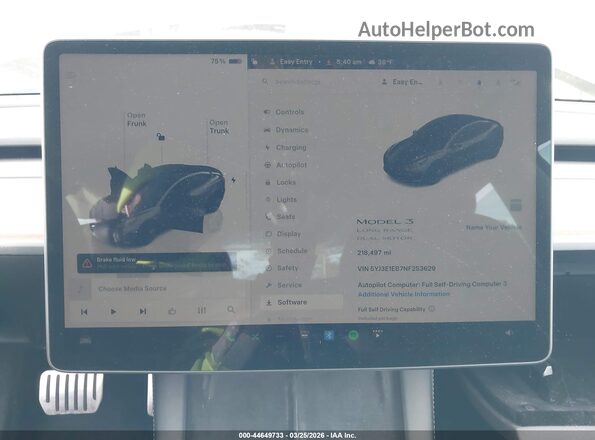 5YJ3E1EB7NF253629 2022 TESLA MODEL 3 Серый Вид задних сидений
