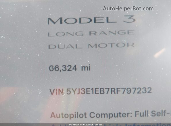 5YJ3E1EB7RF797232 2024 TESLA MODEL 3 Gray 