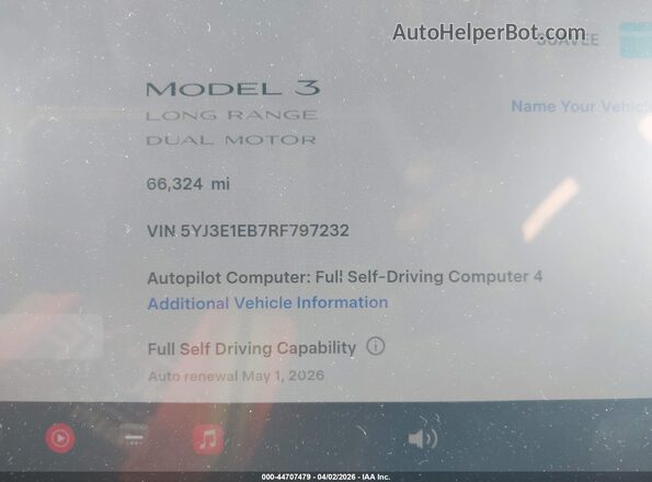 5YJ3E1EB7RF797232 2024 TESLA MODEL 3 Gray Հետևի նստատեղերի տեսք