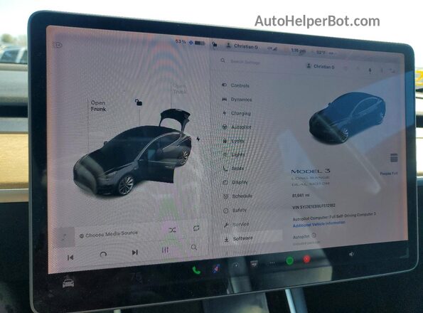 5YJ3E1EB9LF512182 2020 TESLA MODEL Белый Вид щитка приборов