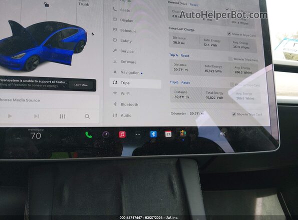 5YJ3E1EB9MF961010 2021 TESLA MODEL 3 Серый Вид задних сидений