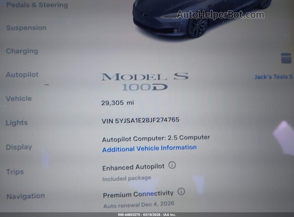 5YJSA1E28JF274765 2018 TESLA MODEL S Черный 