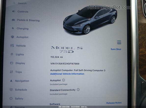 5YJSA1E2XGF167869 2016 TESLA MODEL S Серый 