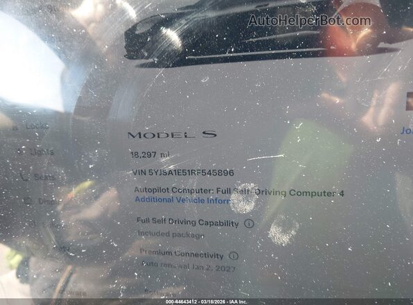 5YJSA1E51RF545896 2024 TESLA MODEL S Gray Vista de los asientos traseros