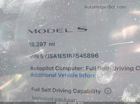 5YJSA1E51RF545896 2024 TESLA MODEL S Gray Vista del compartimento del motor