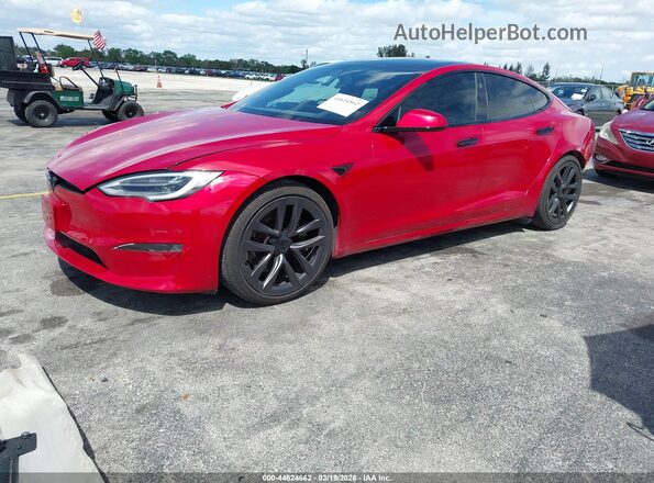 5YJSA1E53MF428801 2021 TESLA MODEL S Красный Передняя левая четверть