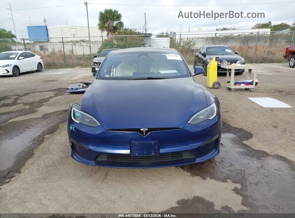 5YJSA1E56NF493675 2022 TESLA MODEL S Синий Вид задней части салона