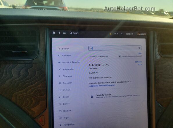 5YJXCBE25LF239058 2020 TESLA MODEL Белый Вид щитка приборов