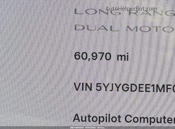 5YJYGDEE1MF069345 2021 TESLA MODEL Y Gray Vista interior de 360 grados