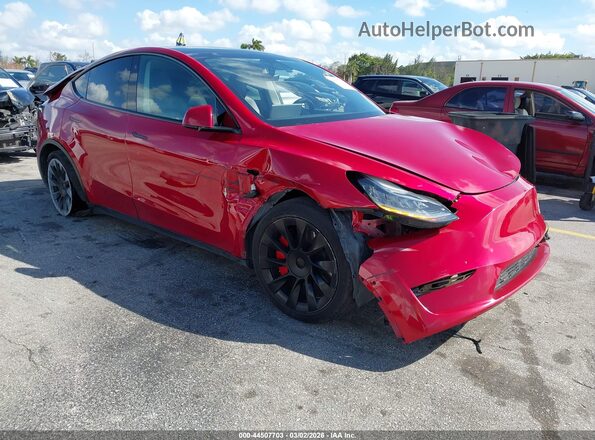 5YJYGDEE8MF253665 2021 TESLA MODEL Y Red Передня права чверть