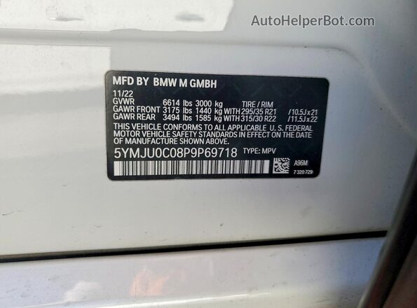 5YMJU0C08P9P69718 2023 BMW X5 Red Панорамний вид салону 360°