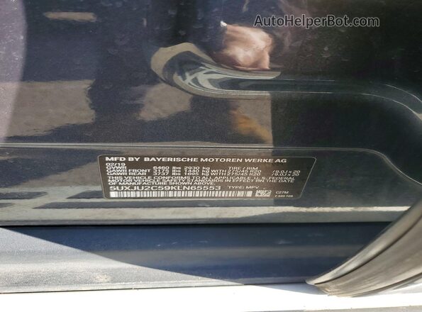 5UXJU2C59KLN65553 2019 BMW X5 Gray Widok wnętrza 360 stopni