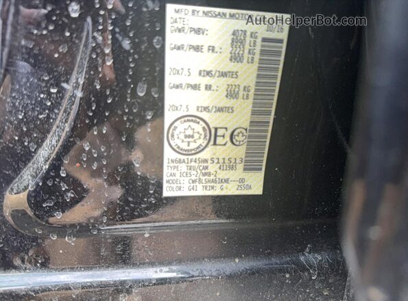 1N6BA1F45HN511513 2017 NISSAN TITAN Black Vista interior trasera