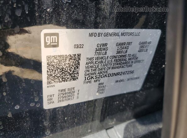 1GKS2GKD3NR247256 2022 GMC YUKON Черный Панорамный вид салона 360°