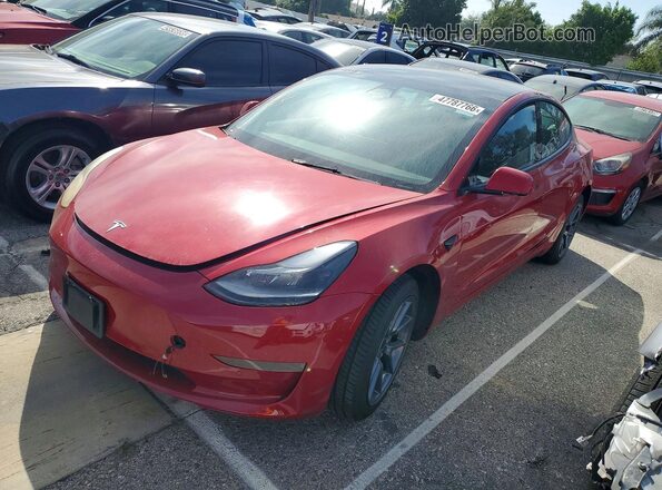 5YJ3E1EA7NF288906 2022 TESLA MODEL 3 Красный Передняя левая четверть