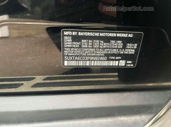 5UXTA6C03P9N92460 2023 BMW X5 Черный Вид задней части салона