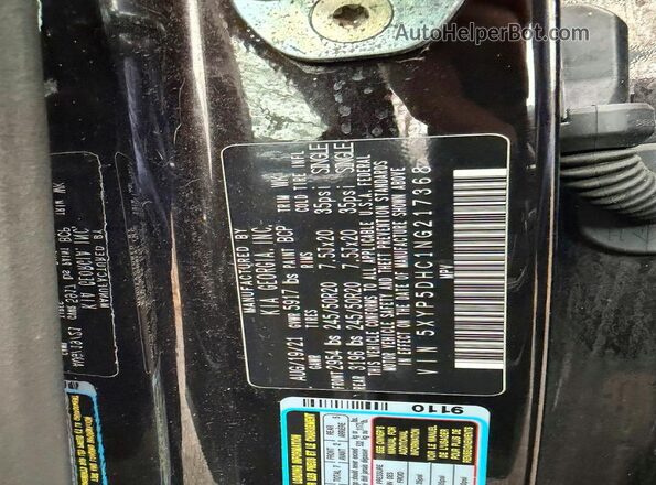 5XYP5DHC1NG217368 2022 KIA TELLURIDE Черный Вид задней части салона