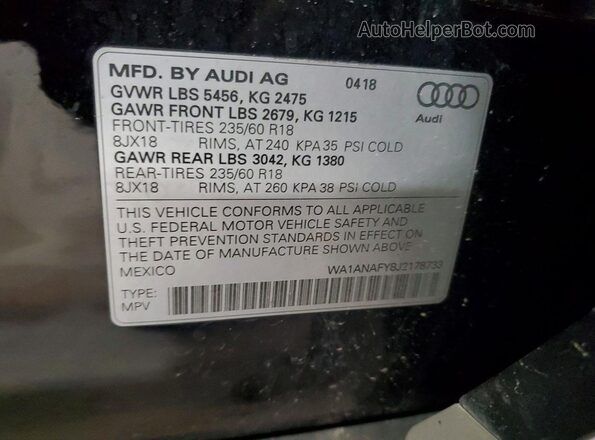 WA1ANAFY8J2178733 2018 AUDI Q5 Черный Панорамный вид салона 360°