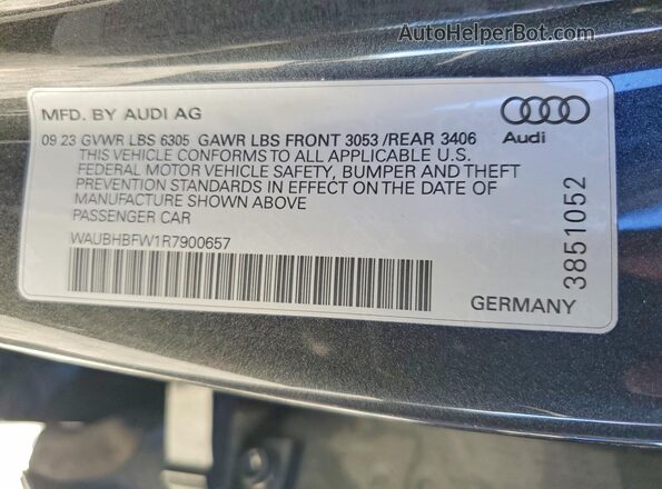 WAUBHBFW1R7900657 2024 AUDI RS Угольный Вид наклейки с VIN-кодом