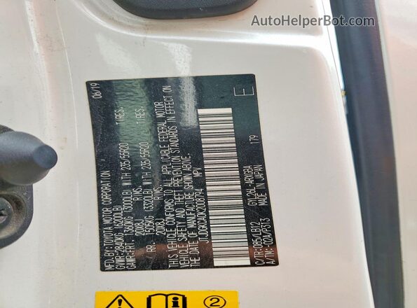 JTJDGKCA0K2008794 2019 LEXUS RX Белый Вид наклейки с VIN-кодом