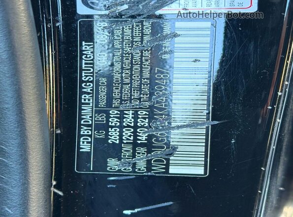 WDDUG6EB4KA439487 2019 MERCEDES-BENZ S-CLASS Black VIN կոդի պիտակի տեսք