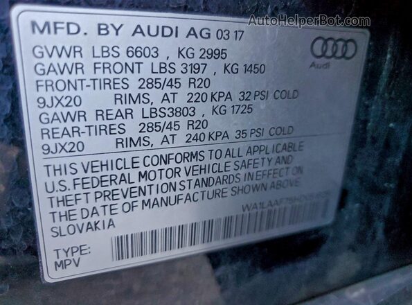 WA1LAAF75HD051626 2017 AUDI Q7 Черный Панорамный вид салона 360°