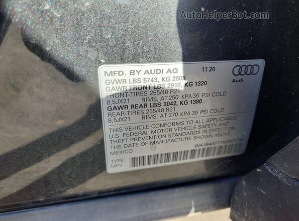 WA1B4AFY1M2027101 2021 AUDI SQ5 Серый Панорамный вид салона 360°