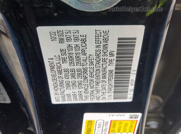 7FARS3H71PE000948 2023 HONDA CR-V Черный Вид наклейки с VIN-кодом