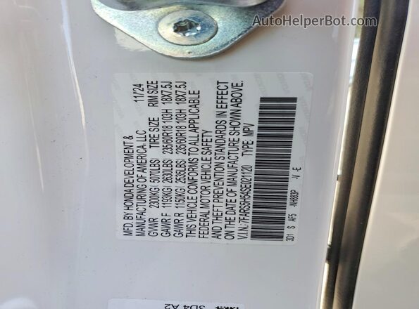 7FARS5H54SE021120 2025 HONDA CRV White სალონის 360-გრადუსიანი ხედი