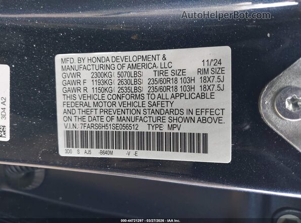 7FARS6H51SE056512 2025 HONDA CR-V HYBRID Dark Blue Вид подкапотного пространства