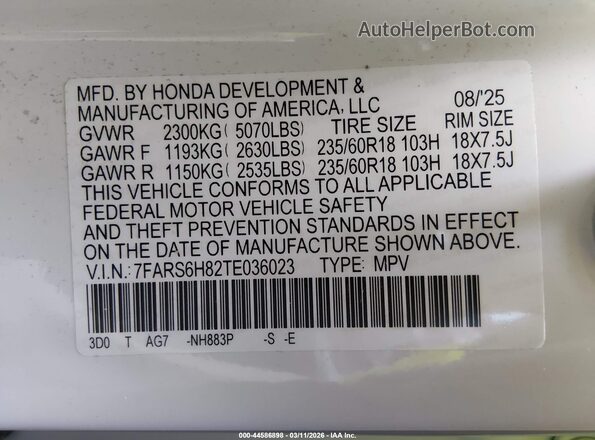 7FARS6H82TE036023 2026 HONDA CR-V HYBRID Белый Вид подкапотного пространства